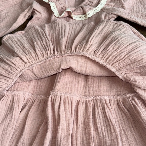 Pink Ruffled Kids Dress custom handmade in poland 100% organic cotton 2T 18-24 m - Picture 9 of 14